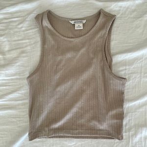 Grey taupe ribbed cropped tank XS